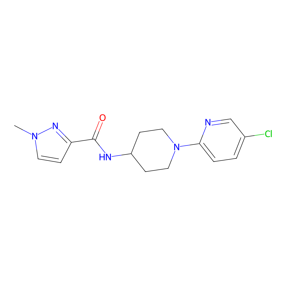 N-[1-(5-chloropyridin-2-yl)piperidin-4-yl]-1-methyl-1H-pyrazole-3-carboxamide molecular structure, CAS 3030763-22-2
