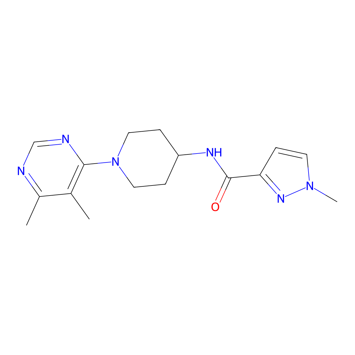 N-[1-(5,6-dimethylpyrimidin-4-yl)piperidin-4-yl]-1-methyl-1H-pyrazole-3-carboxamide molecular structure, CAS 3030763-34-6