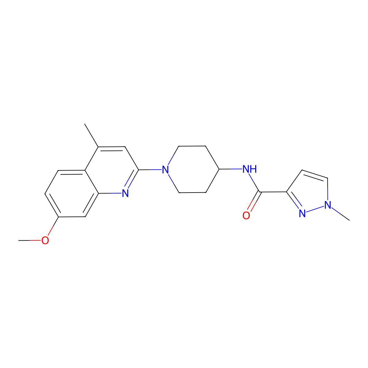 N-[1-(7-methoxy-4-methylquinolin-2-yl)piperidin-4-yl]-1-methyl-1H-pyrazole-3-carboxamide molecular structure, CAS 3030763-69-7