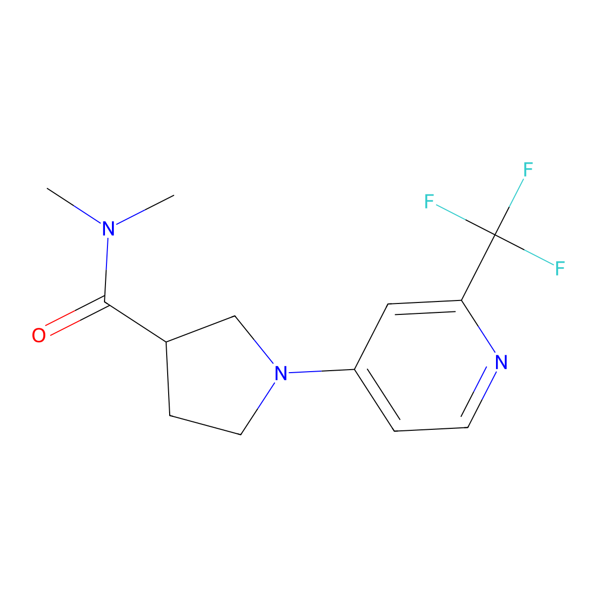 N,N-dimethyl-1-[2-(trifluoromethyl)pyridin-4-yl]pyrrolidine-3-carboxamide molecular structure, CAS 3030763-90-4