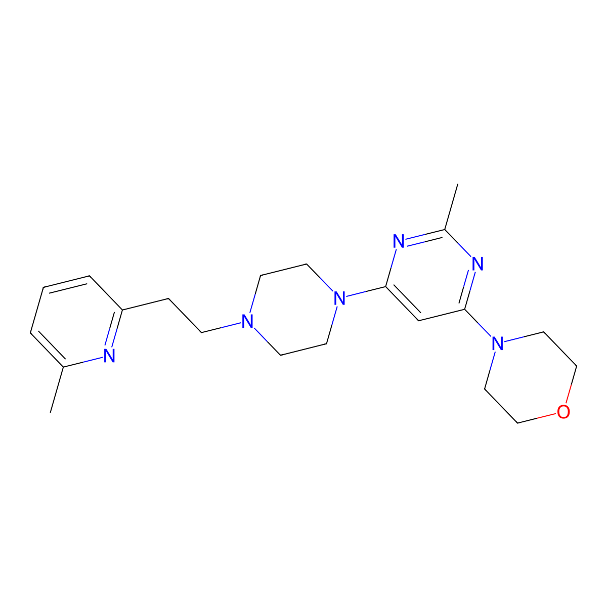4-[2-Methyl-6-[4-[2-(6-methylpyridin-2-yl)ethyl]piperazin-1-yl]pyrimidin-4-yl]morpholine molecular structure, CAS 3030763-94-8