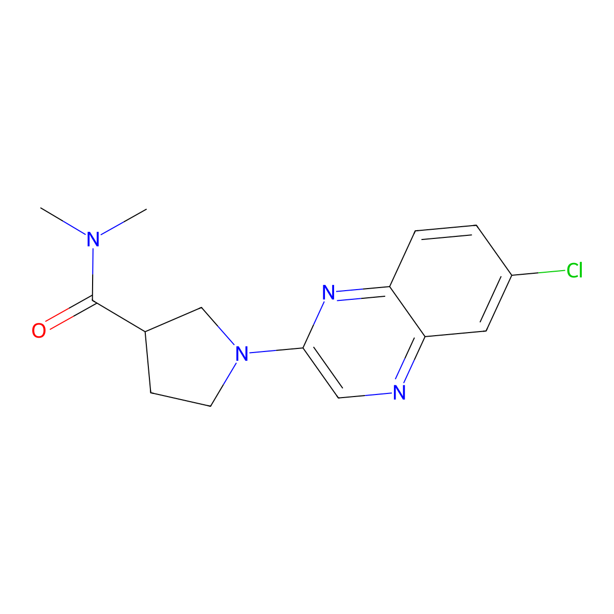 1-(6-chloroquinoxalin-2-yl)-N,N-dimethylpyrrolidine-3-carboxamide molecular structure, CAS 3030764-04-3