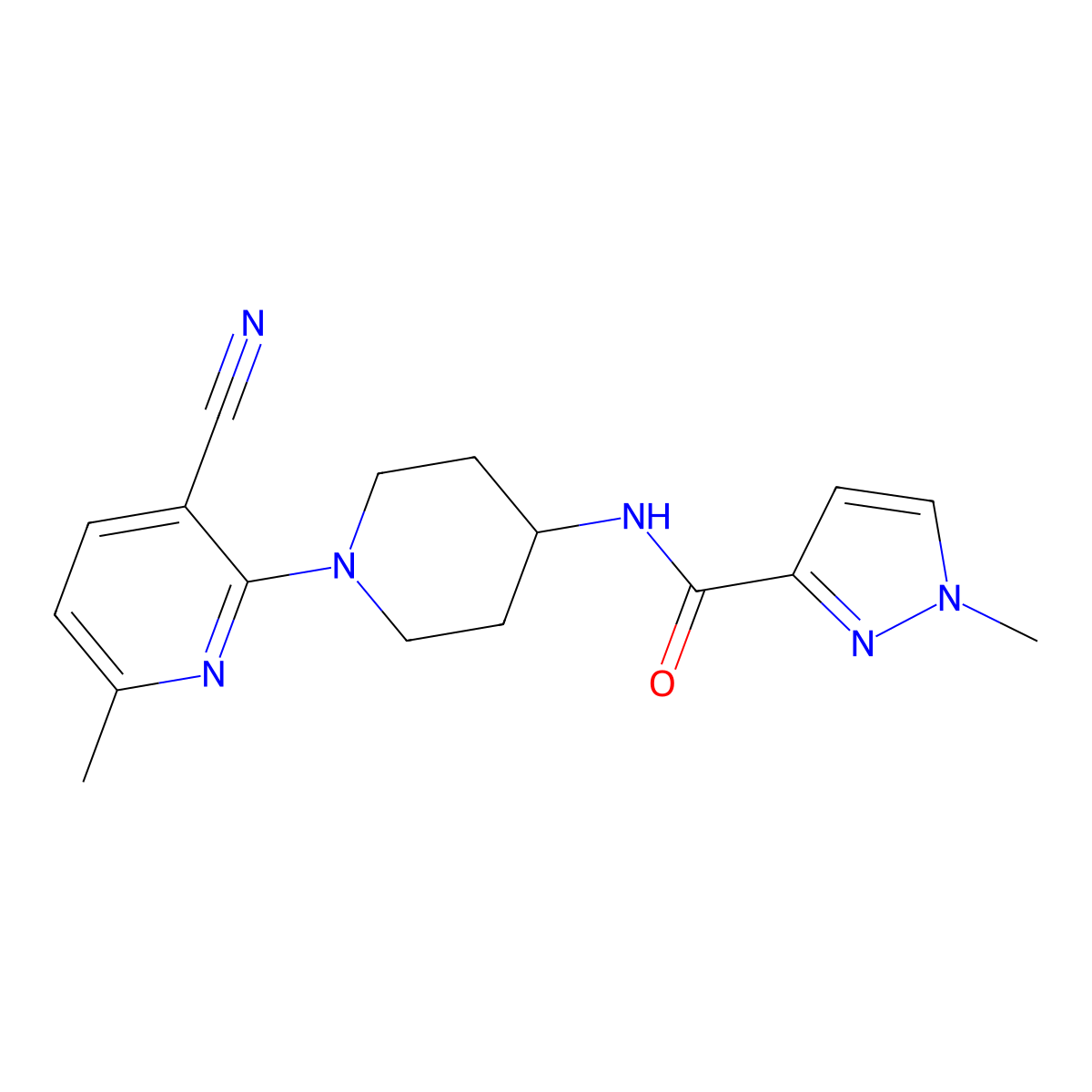 N-[1-(3-cyano-6-methylpyridin-2-yl)piperidin-4-yl]-1-methyl-1H-pyrazole-3-carboxamide molecular structure, CAS 3030764-05-4