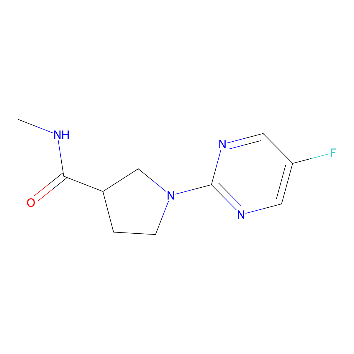 1-(5-fluoropyrimidin-2-yl)-N-methylpyrrolidine-3-carboxamide molecular structure, CAS 3030764-12-3