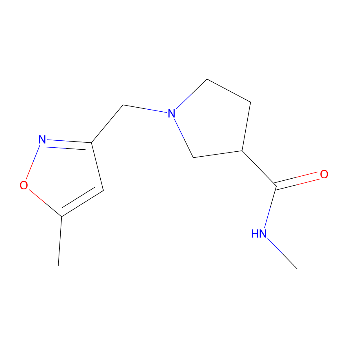N-methyl-1-[(5-methyl-1,2-oxazol-3-yl)methyl]pyrrolidine-3-carboxamide molecular structure, CAS 3030764-16-7