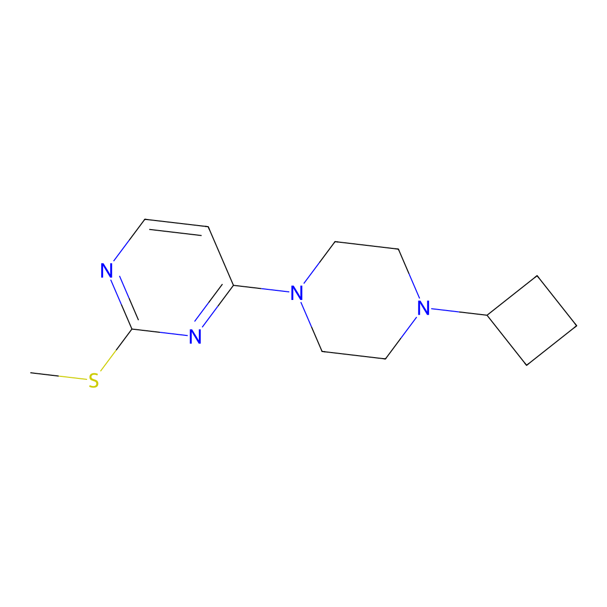 4-(4-Cyclobutylpiperazin-1-yl)-2-(methylsulfanyl)pyrimidine molecular structure, CAS 3030764-37-2
