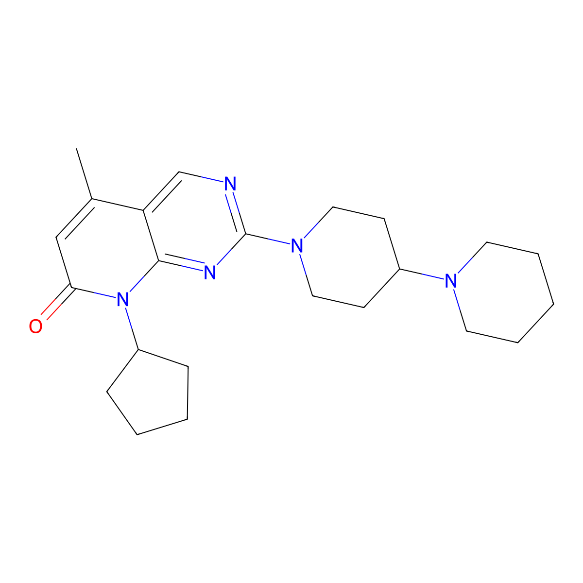 2-{[1,4-bipiperidin]-1-yl}-8-cyclopentyl-5-methyl-7H,8H-pyrido[2,3-d]pyrimidin-7-one molecular structure, CAS 3030764-44-1