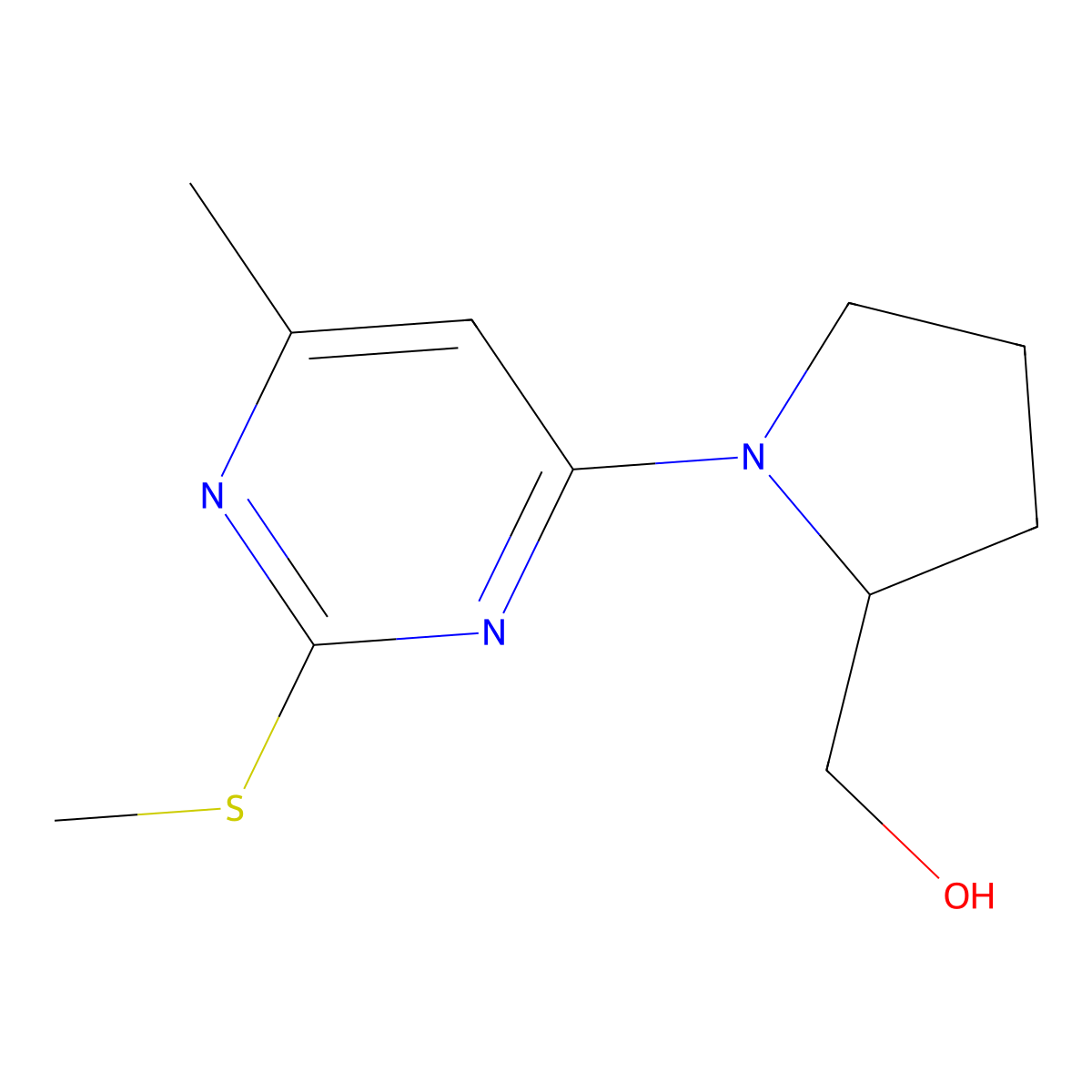 {1-[6-Methyl-2-(methylsulfanyl)pyrimidin-4-yl]pyrrolidin-2-yl}methanol molecular structure, CAS 3030764-52-1
