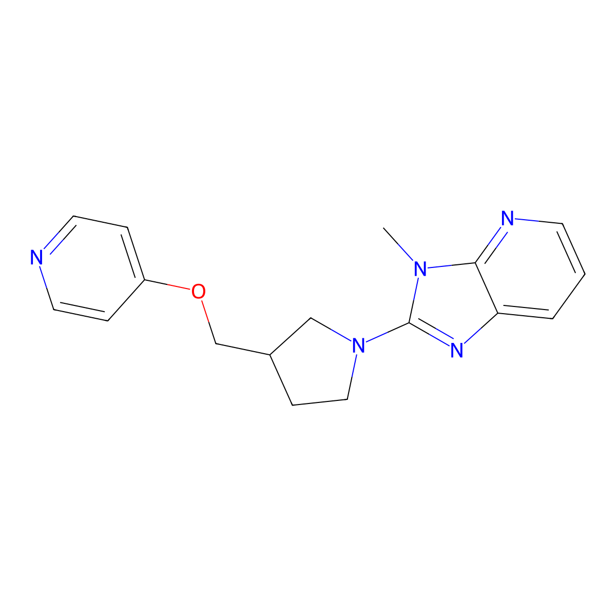 4-[(1-{3-methyl-3H-imidazo[4,5-b]pyridin-2-yl}pyrrolidin-3-yl)methoxy]pyridine molecular structure, CAS 3030764-57-6