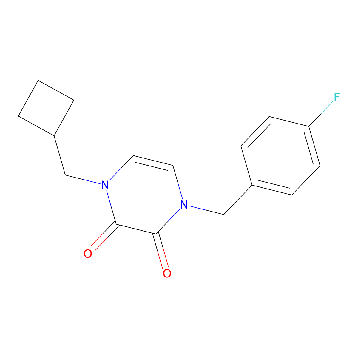 1-(Cyclobutylmethyl)-4-[(4-fluorophenyl)methyl]-1,2,3,4-tetrahydropyrazine-2,3-dione molecular structure, CAS 3030764-79-2