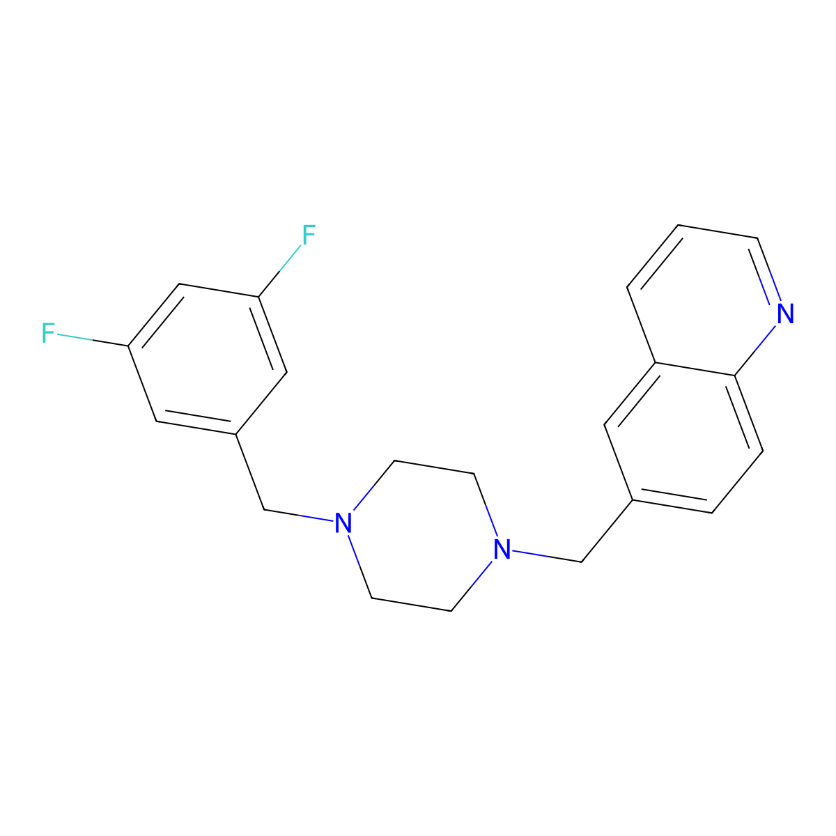 6-({4-[(3,5-Difluorophenyl)methyl]piperazin-1-yl}methyl)quinoline molecular structure, CAS 3030765-33-1