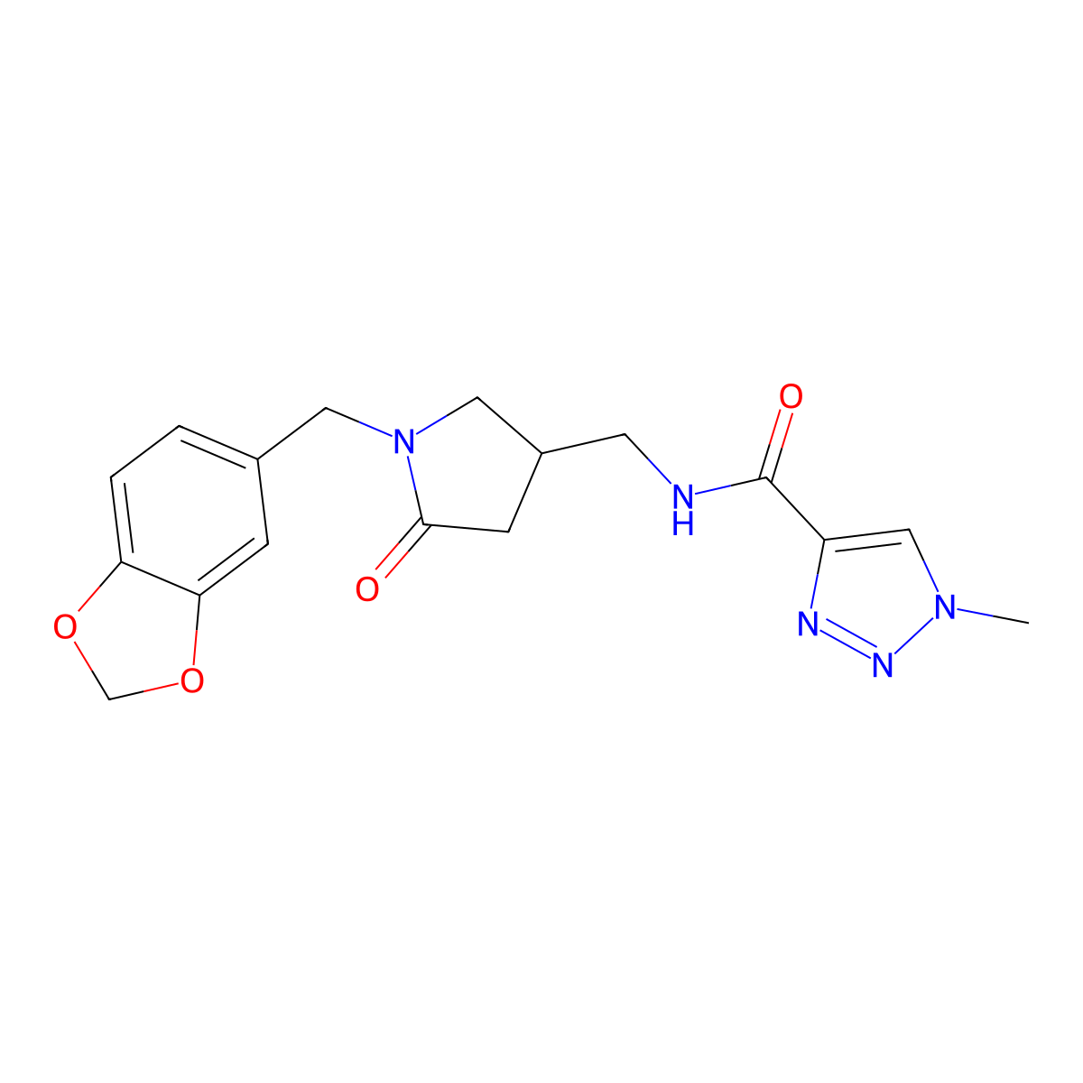 N-({1-[(2H-1,3-benzodioxol-5-yl)methyl]-5-oxopyrrolidin-3-yl}methyl)-1-methyl-1H-1,2,3-triazole-4-carboxamide molecular structure, CAS 3030765-34-2