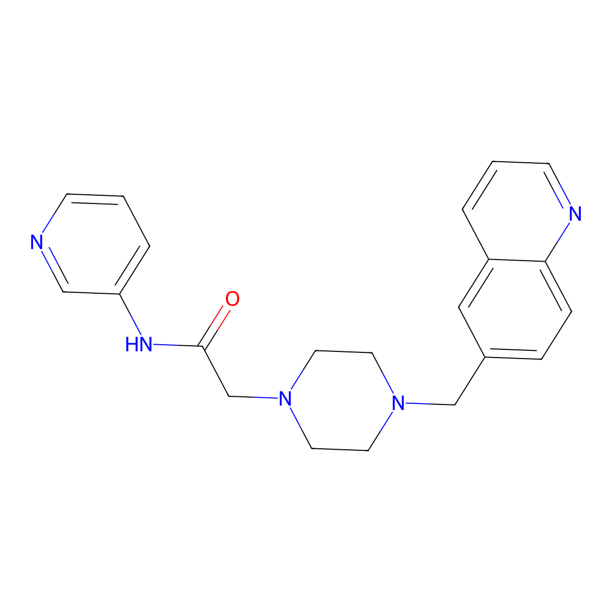 N-(pyridin-3-yl)-2-{4-[(quinolin-6-yl)methyl]piperazin-1-yl}acetamide molecular structure, CAS 3030765-40-0