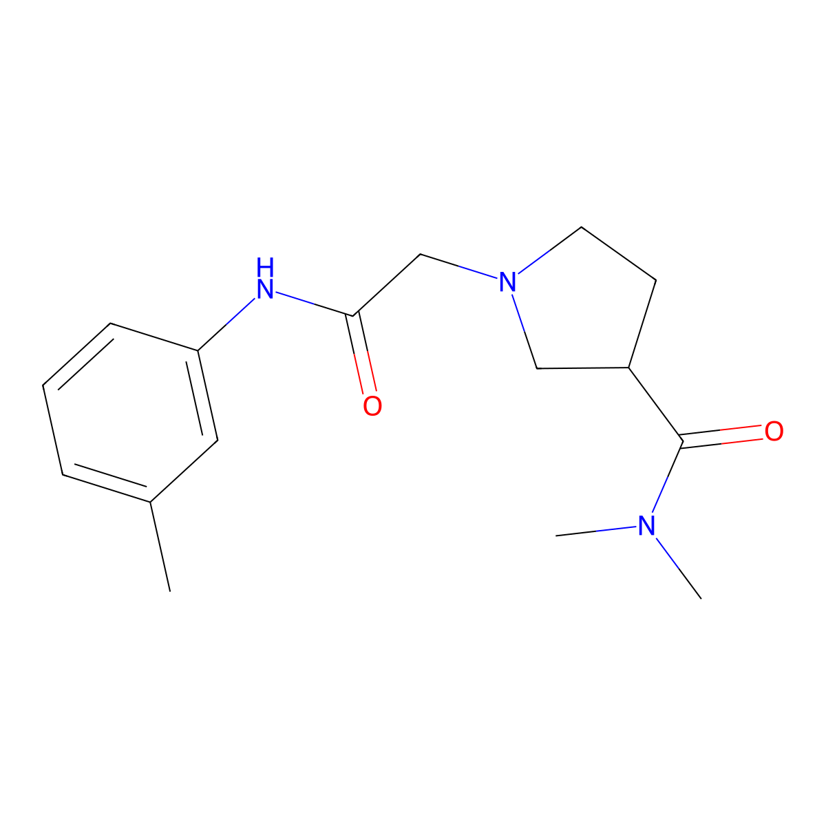 N,N-dimethyl-1-{[(3-methylphenyl)carbamoyl]methyl}pyrrolidine-3-carboxamide molecular structure, CAS 3030765-47-7