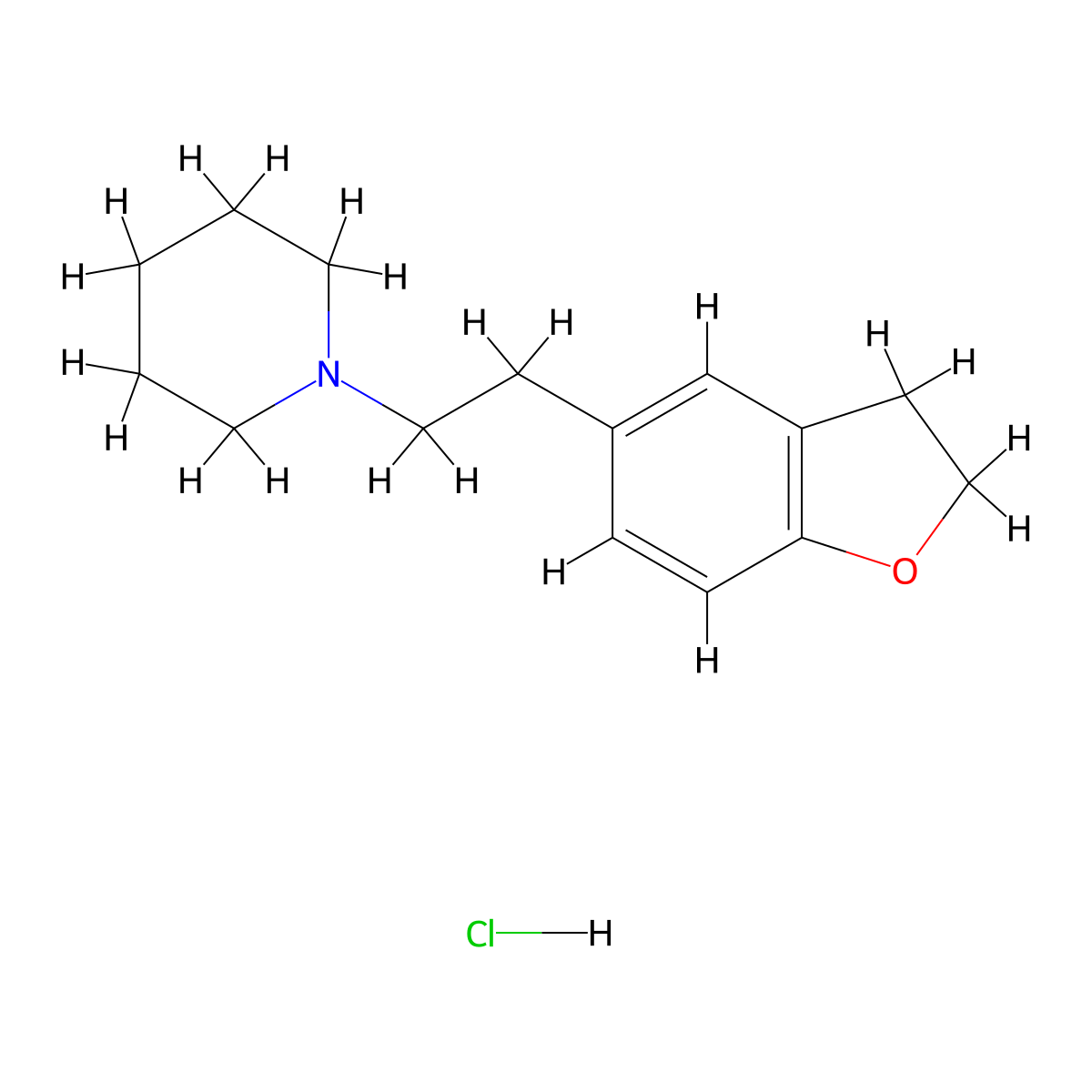 1-[2-(2,3-Dihydro-1-benzofuran-5-yl)ethyl]piperidine hydrochloride molecular structure, CAS 3030765-52-4
