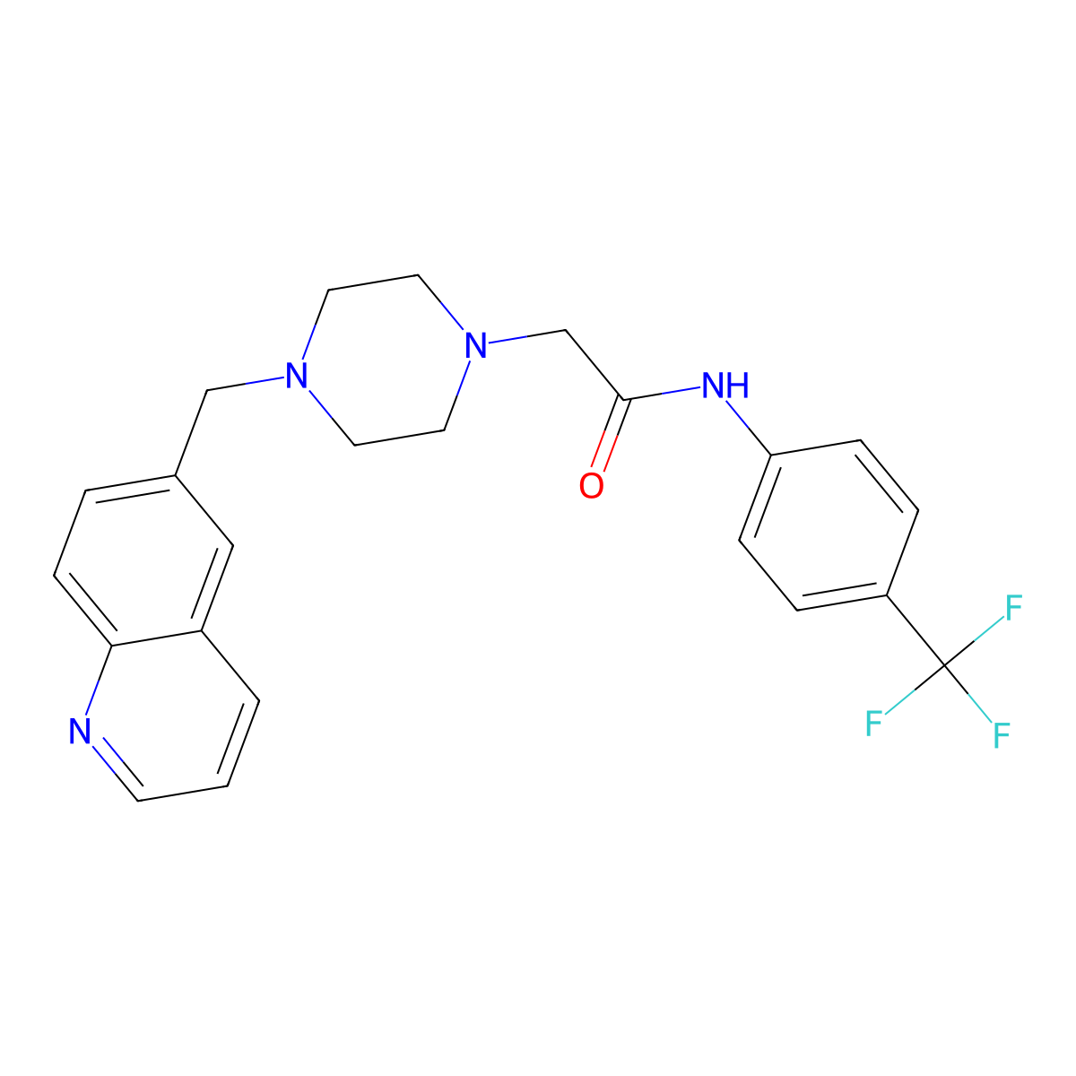 2-[4-(quinolin-6-ylmethyl)piperazin-1-yl]-N-[4-(trifluoromethyl)phenyl]acetamide molecular structure, CAS 3030765-53-5