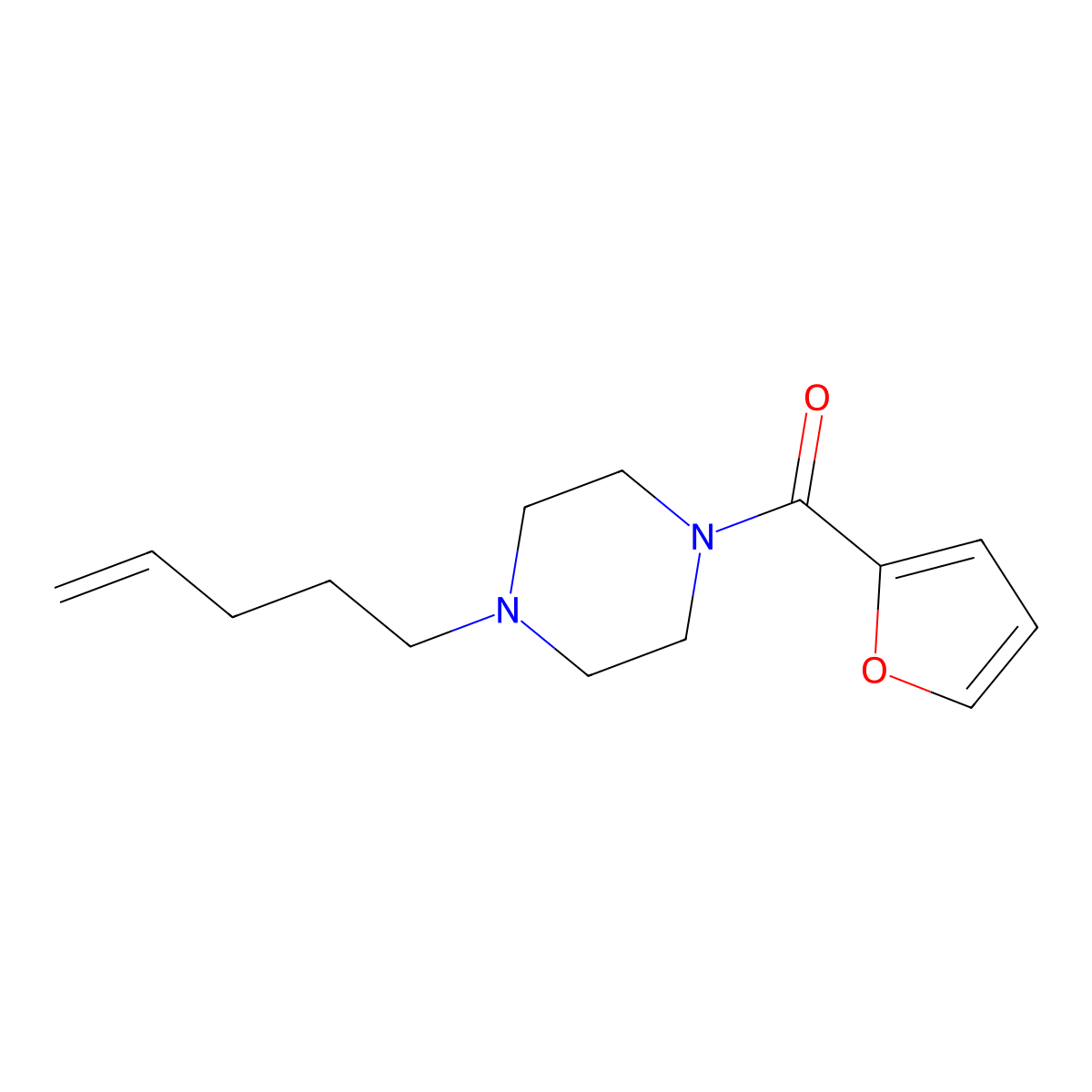 1-(Furan-2-carbonyl)-4-(pent-4-en-1-yl)piperazine molecular structure, CAS 3030765-66-0
