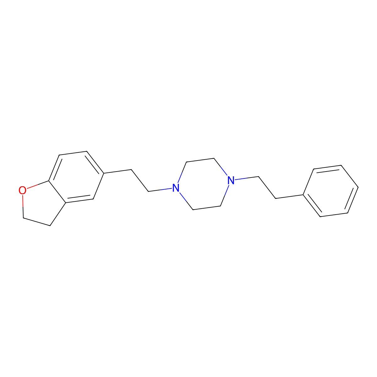 1-[2-(2,3-Dihydro-1-benzofuran-5-yl)ethyl]-4-(2-phenylethyl)piperazine molecular structure, CAS 3030765-71-7