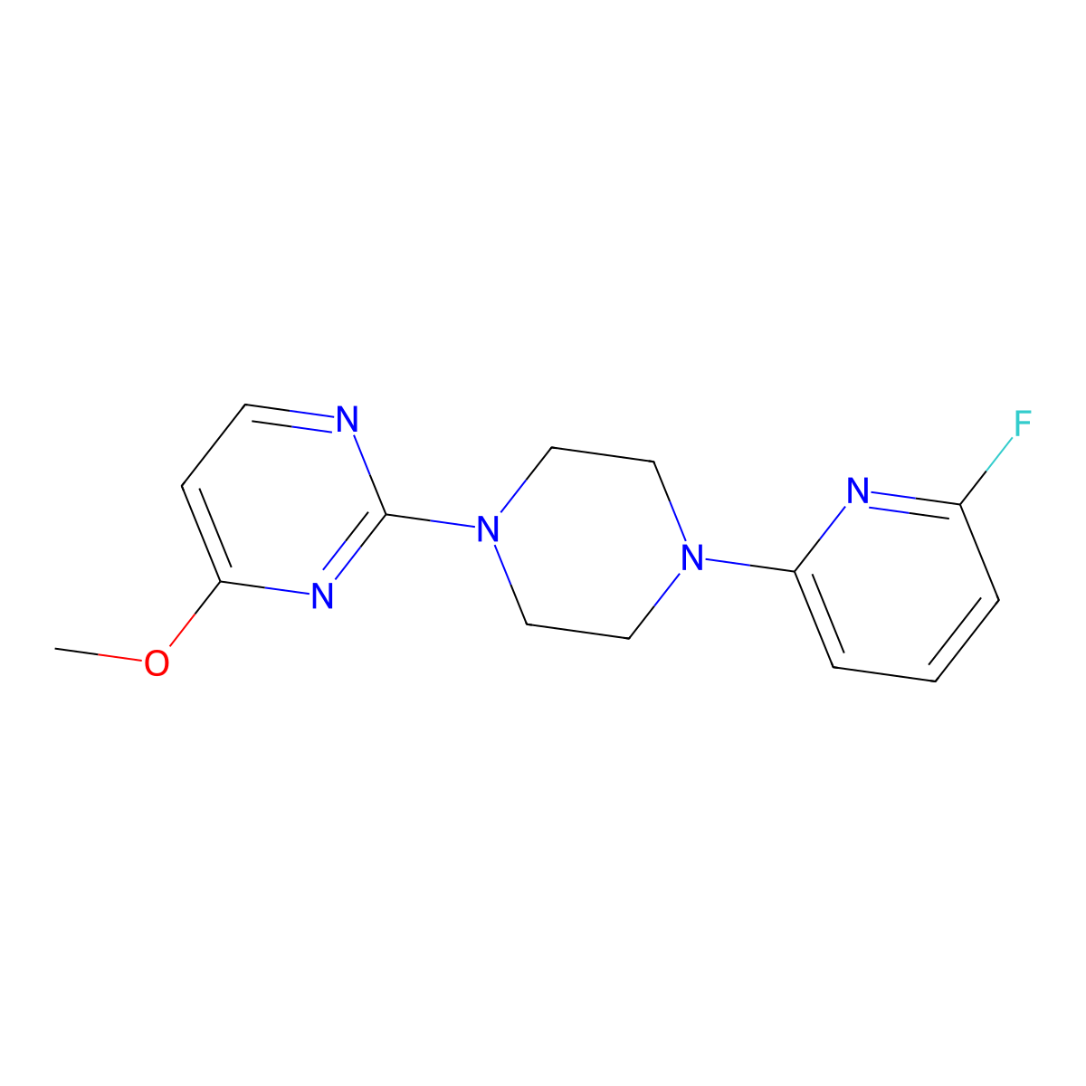 2-[4-(6-Fluoropyridin-2-yl)piperazin-1-yl]-4-methoxypyrimidine molecular structure, CAS 3030765-80-8