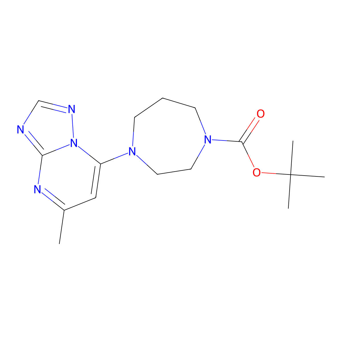 Tert-butyl 4-{5-methyl-[1,2,4]triazolo[1,5-a]pyrimidin-7-yl}-1,4-diazepane-1-carboxylate molecular structure, CAS 3030766-09-4