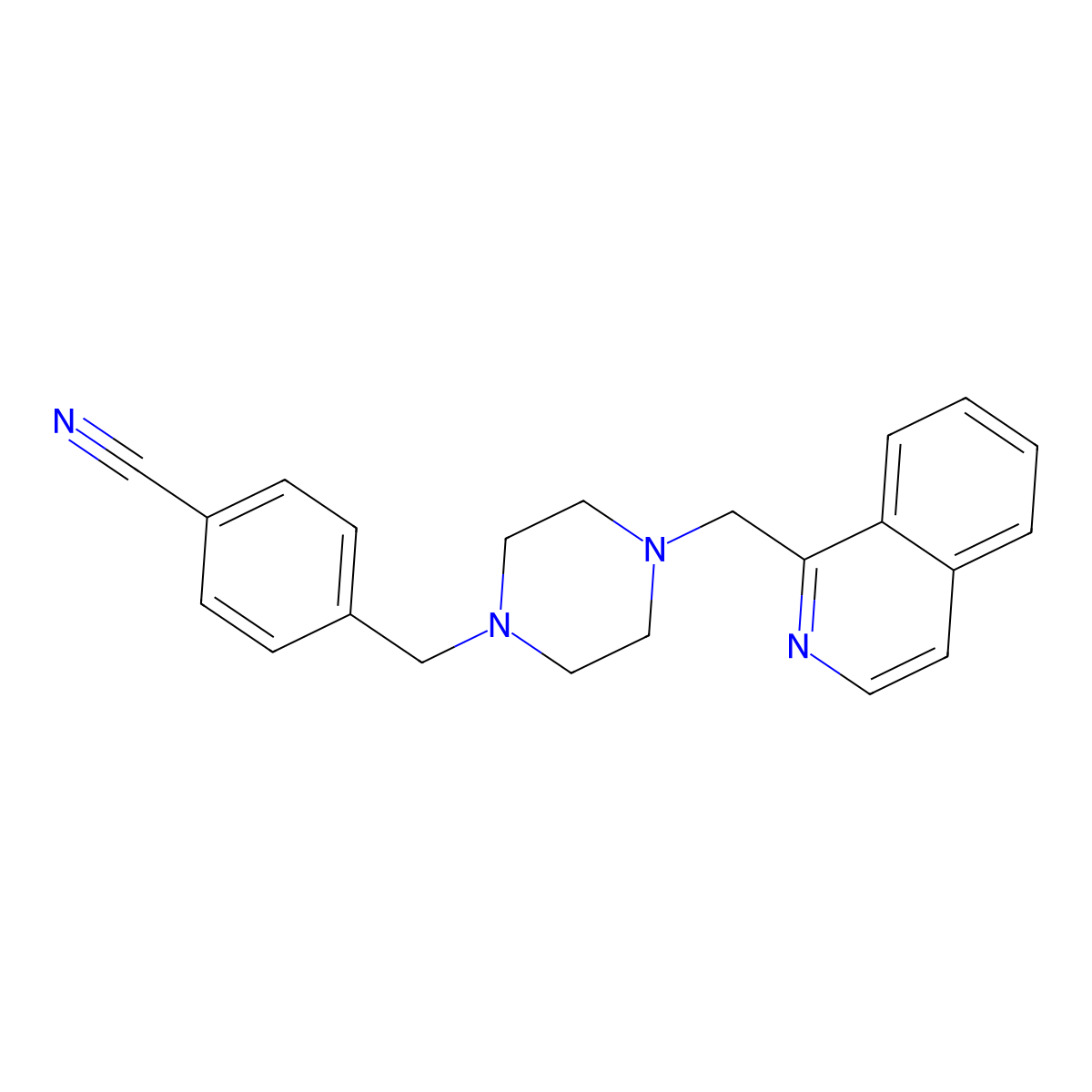 4-({4-[(Isoquinolin-1-yl)methyl]piperazin-1-yl}methyl)benzonitrile molecular structure, CAS 3030766-11-8