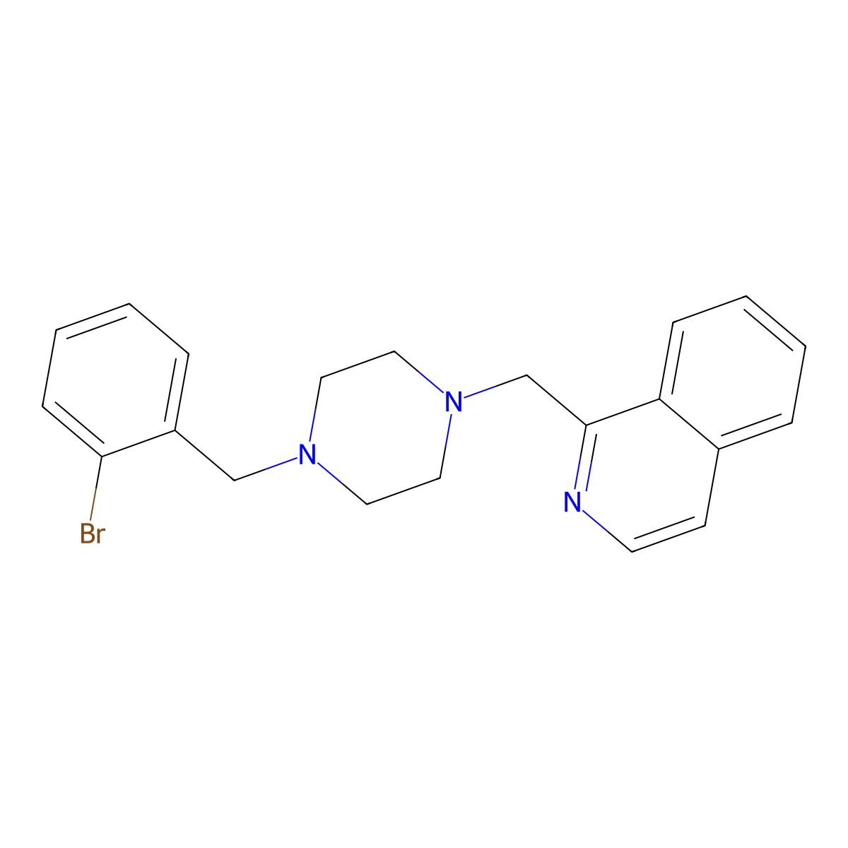 1-({4-[(2-Bromophenyl)methyl]piperazin-1-yl}methyl)isoquinoline molecular structure, CAS 3030766-17-4