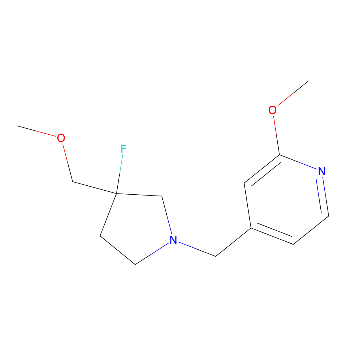 4-{[3-Fluoro-3-(methoxymethyl)pyrrolidin-1-yl]methyl}-2-methoxypyridine molecular structure, CAS 3030766-29-8