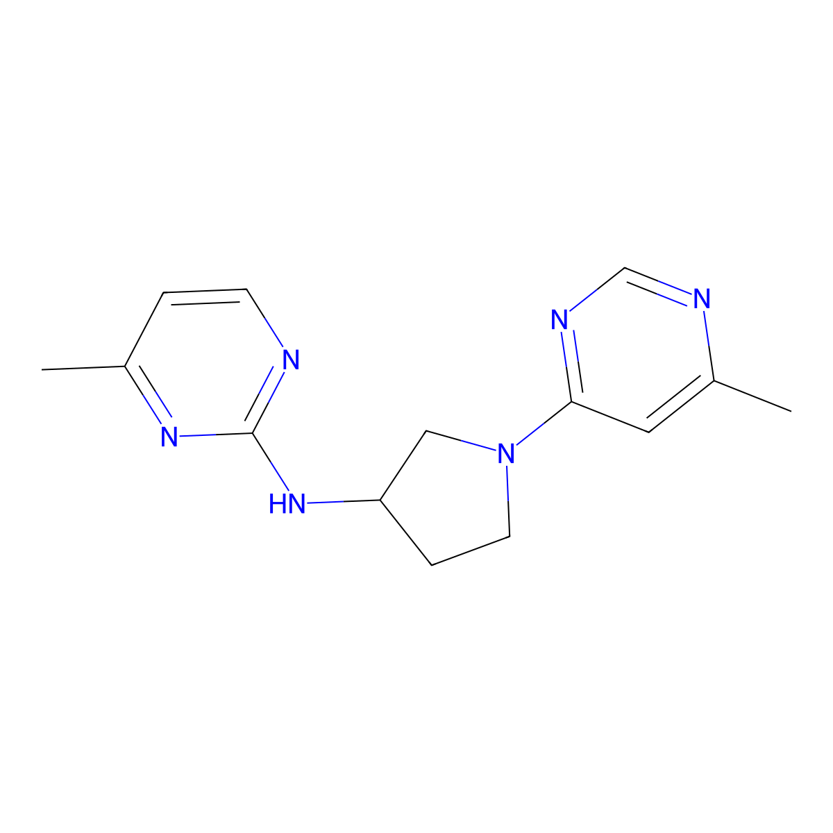 4-methyl-N-[1-(6-methylpyrimidin-4-yl)pyrrolidin-3-yl]pyrimidin-2-amine molecular structure, CAS 3030766-30-1
