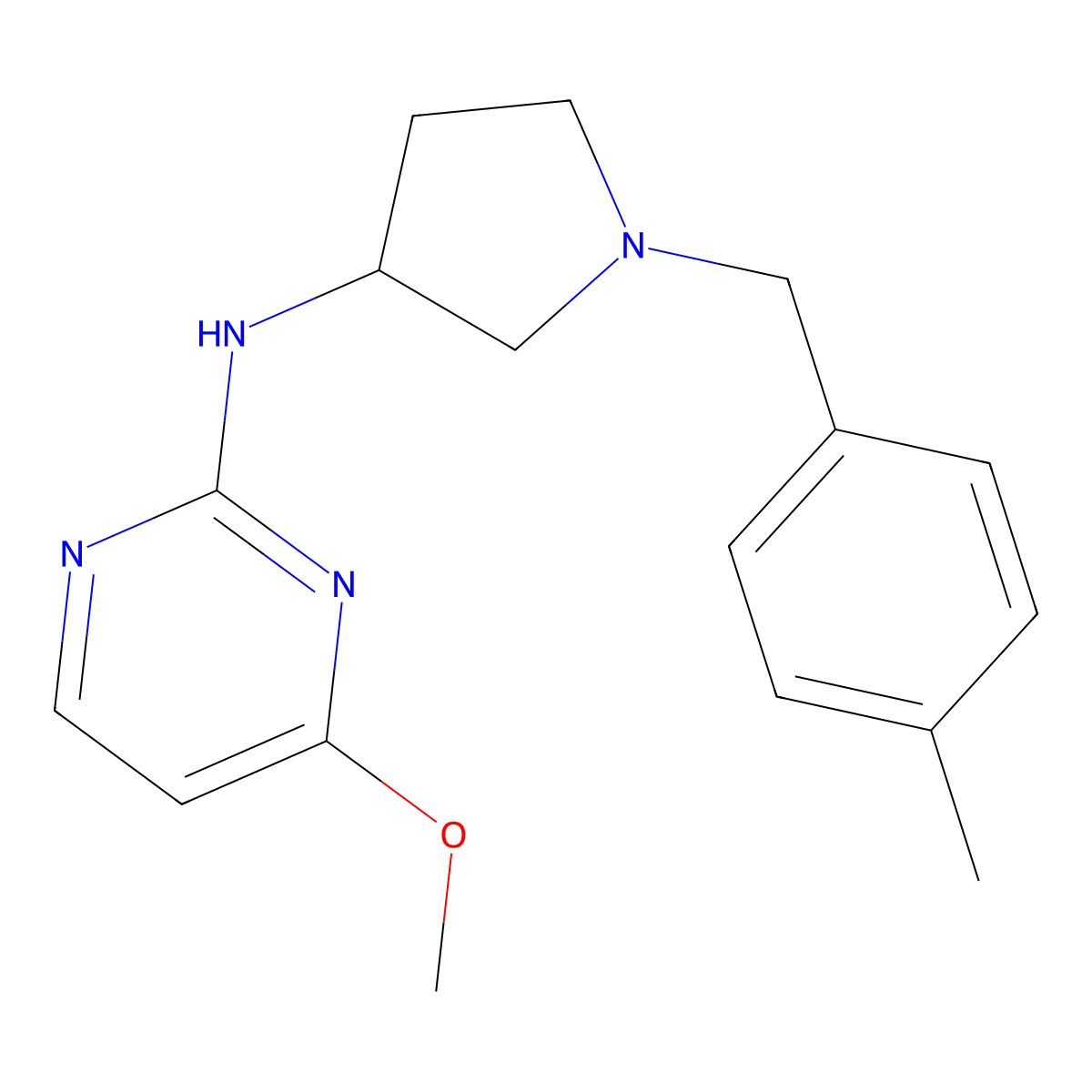 4-methoxy-N-{1-[(4-methylphenyl)methyl]pyrrolidin-3-yl}pyrimidin-2-amine molecular structure, CAS 3030766-86-7