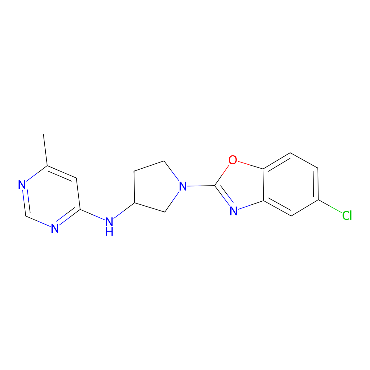 N-[1-(5-chloro-1,3-benzoxazol-2-yl)pyrrolidin-3-yl]-6-methylpyrimidin-4-amine molecular structure, CAS 3030766-88-9