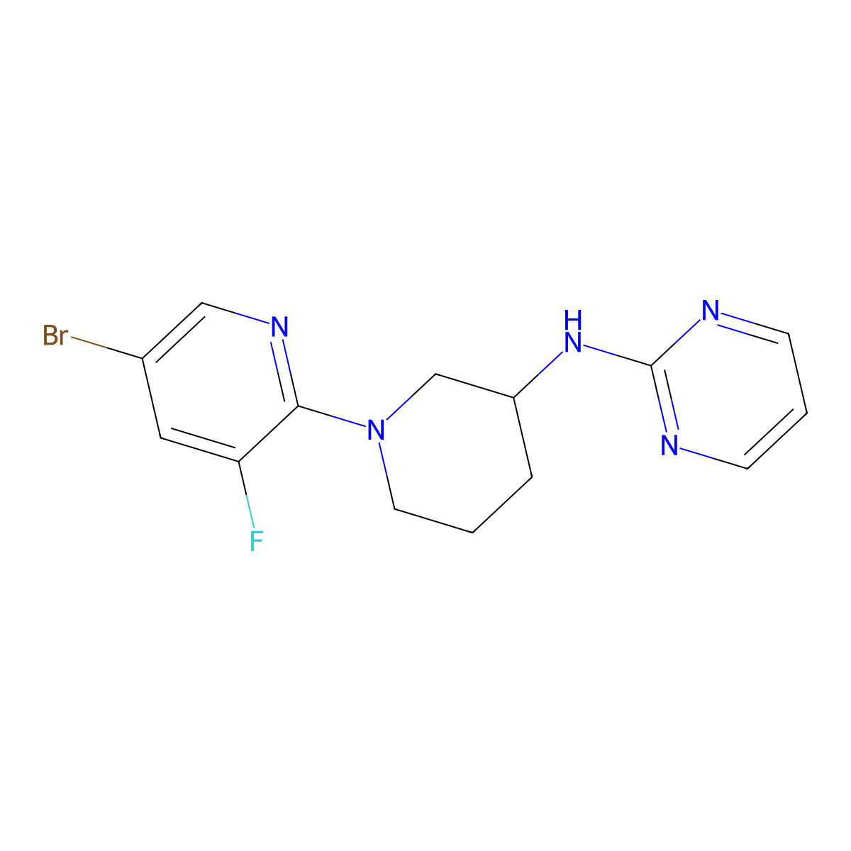 N-[1-(5-bromo-3-fluoropyridin-2-yl)piperidin-3-yl]pyrimidin-2-amine molecular structure, CAS 3030766-98-1
