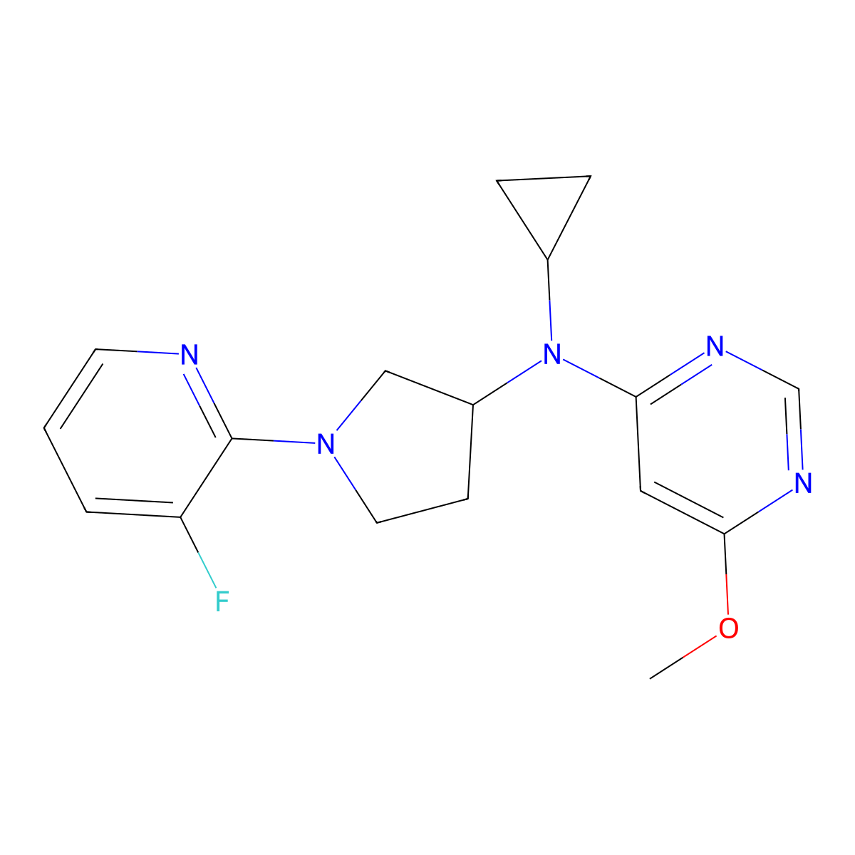 N-cyclopropyl-N-[1-(3-fluoropyridin-2-yl)pyrrolidin-3-yl]-6-methoxypyrimidin-4-amine molecular structure, CAS 3030767-02-0