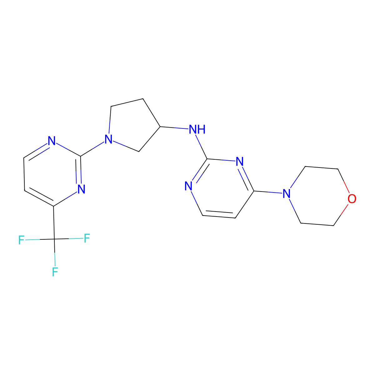 4-(morpholin-4-yl)-N-{1-[4-(trifluoromethyl)pyrimidin-2-yl]pyrrolidin-3-yl}pyrimidin-2-amine molecular structure, CAS 3030767-04-2