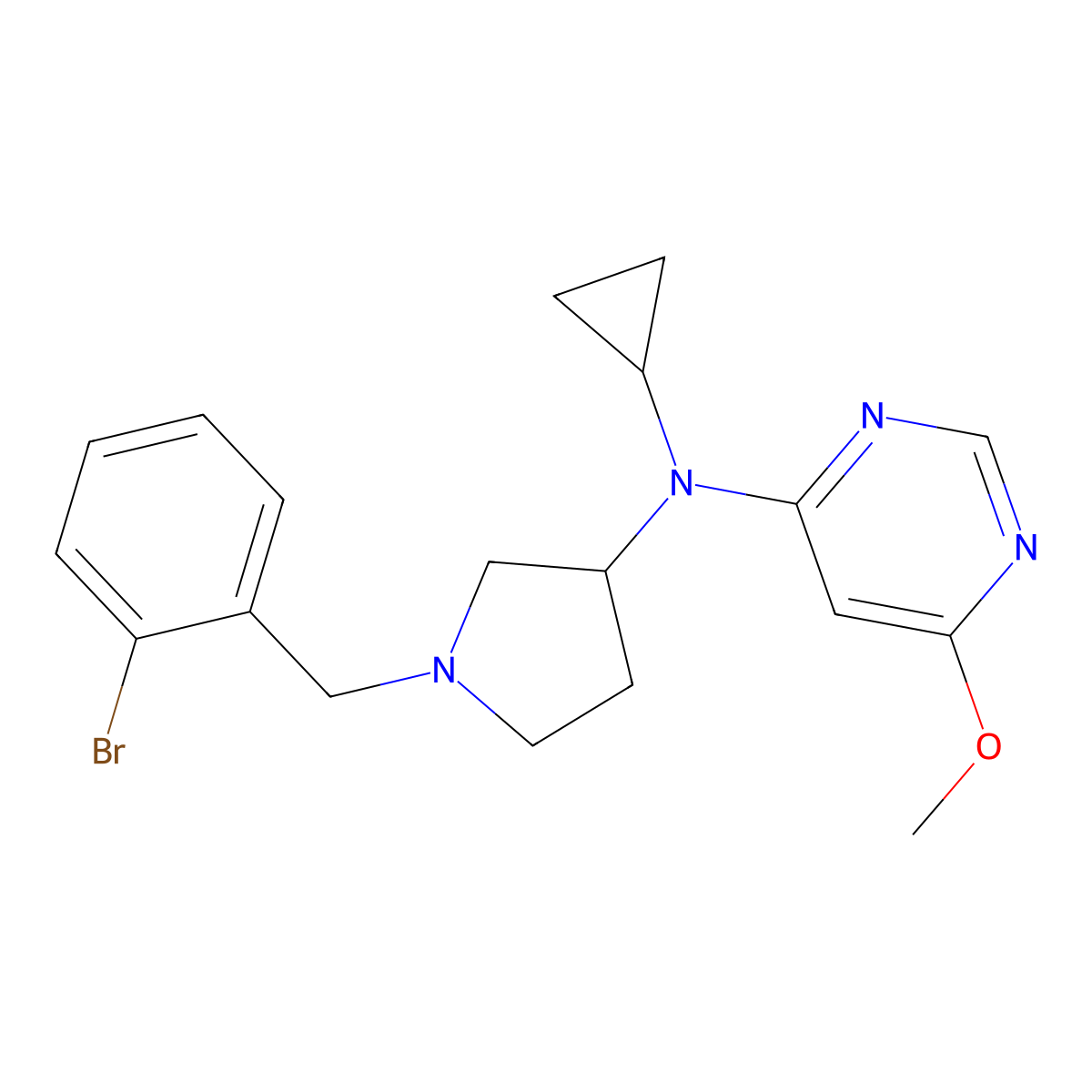 N-{1-[(3-chlorophenyl)methyl]pyrrolidin-3-yl}-N-cyclopropyl-6-methoxypyrimidin-4-amine molecular structure, CAS 3030767-08-6