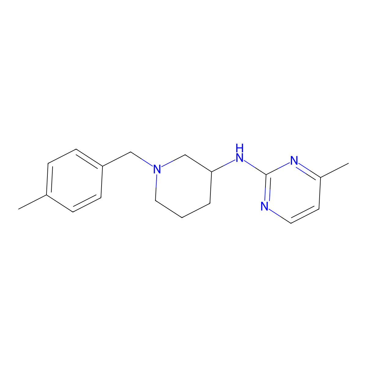 4-methyl-N-{1-[(4-methylphenyl)methyl]piperidin-3-yl}pyrimidin-2-amine molecular structure, CAS 3030767-26-8