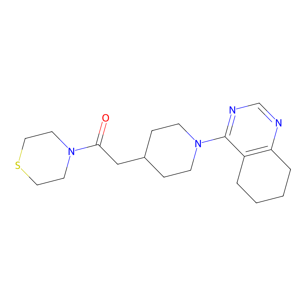 2-(1-{[1,3]Thiazolo[4,5-c]pyridin-2-yl}piperidin-4-yl)-1-(thiomorpholin-4-yl)ethan-1-one molecular structure, CAS 3030767-34-8