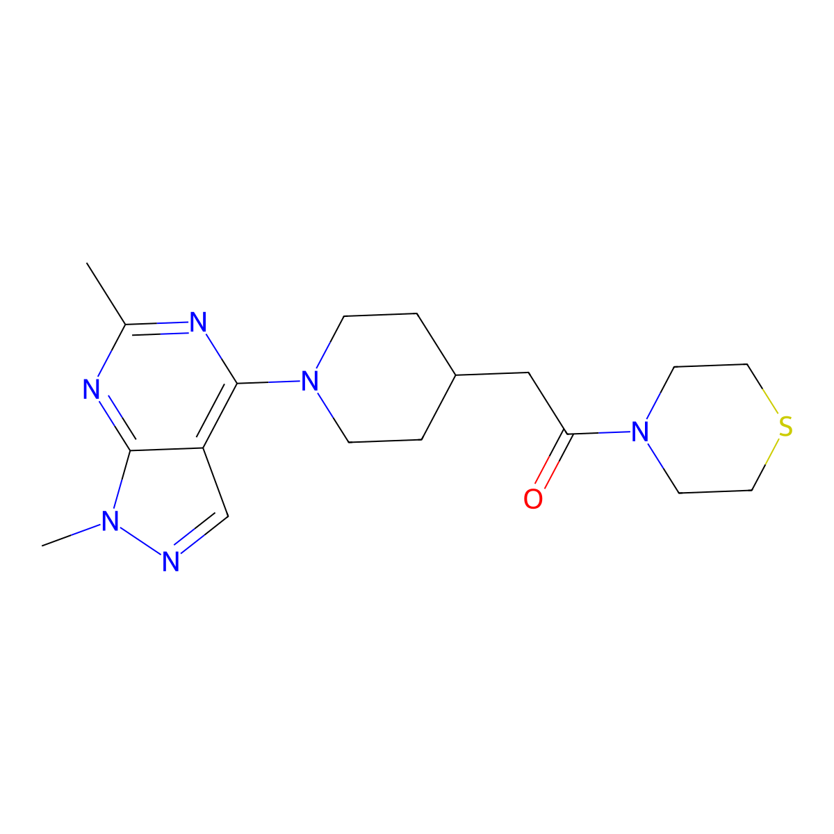 2-[1-(5-Fluoropyrimidin-4-yl)piperidin-4-yl]-1-(thiomorpholin-4-yl)ethan-1-one molecular structure, CAS 3030767-41-7