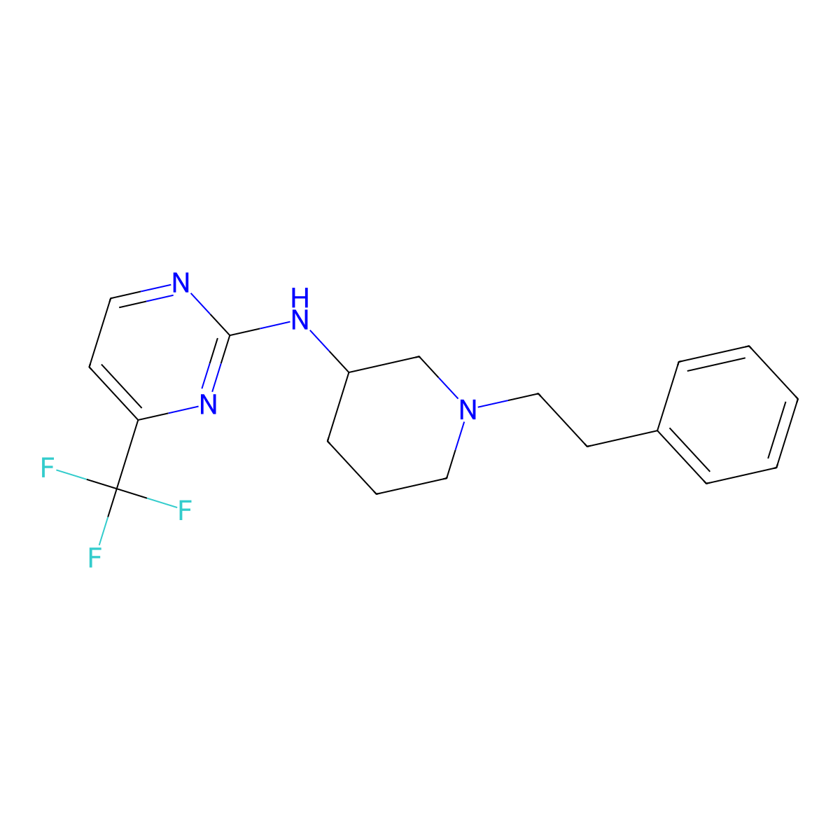 N-[1-(2-phenylethyl)piperidin-3-yl]-4-(trifluoromethyl)pyrimidin-2-amine molecular structure, CAS 3030767-44-0