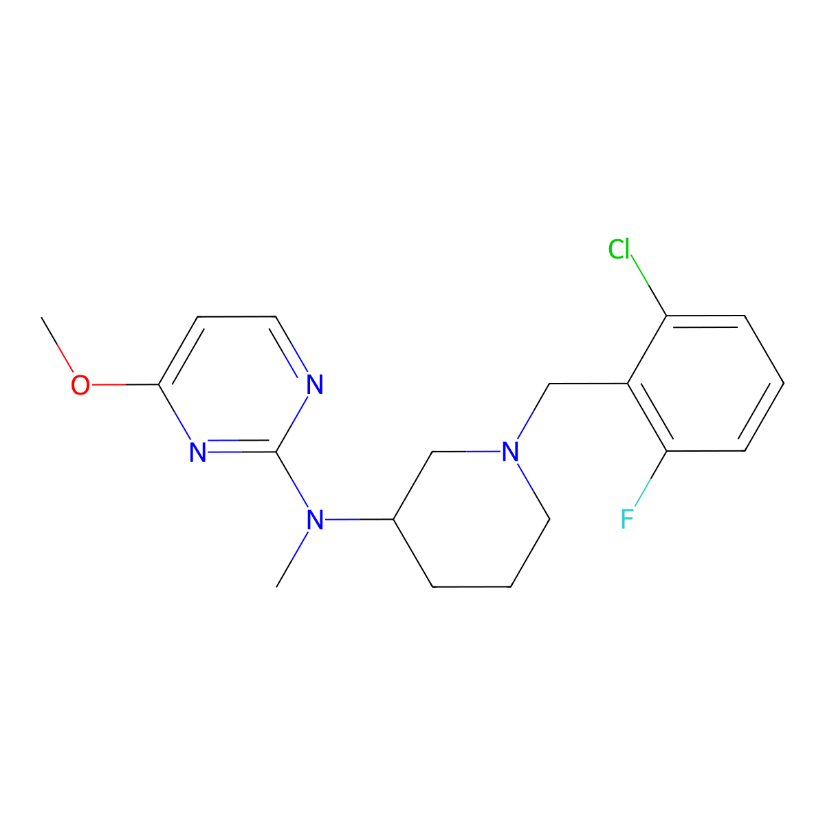 N-{1-[(2-chloro-6-fluorophenyl)methyl]piperidin-3-yl}-4-methoxy-N-methylpyrimidin-2-amine molecular structure, CAS 3030767-49-5
