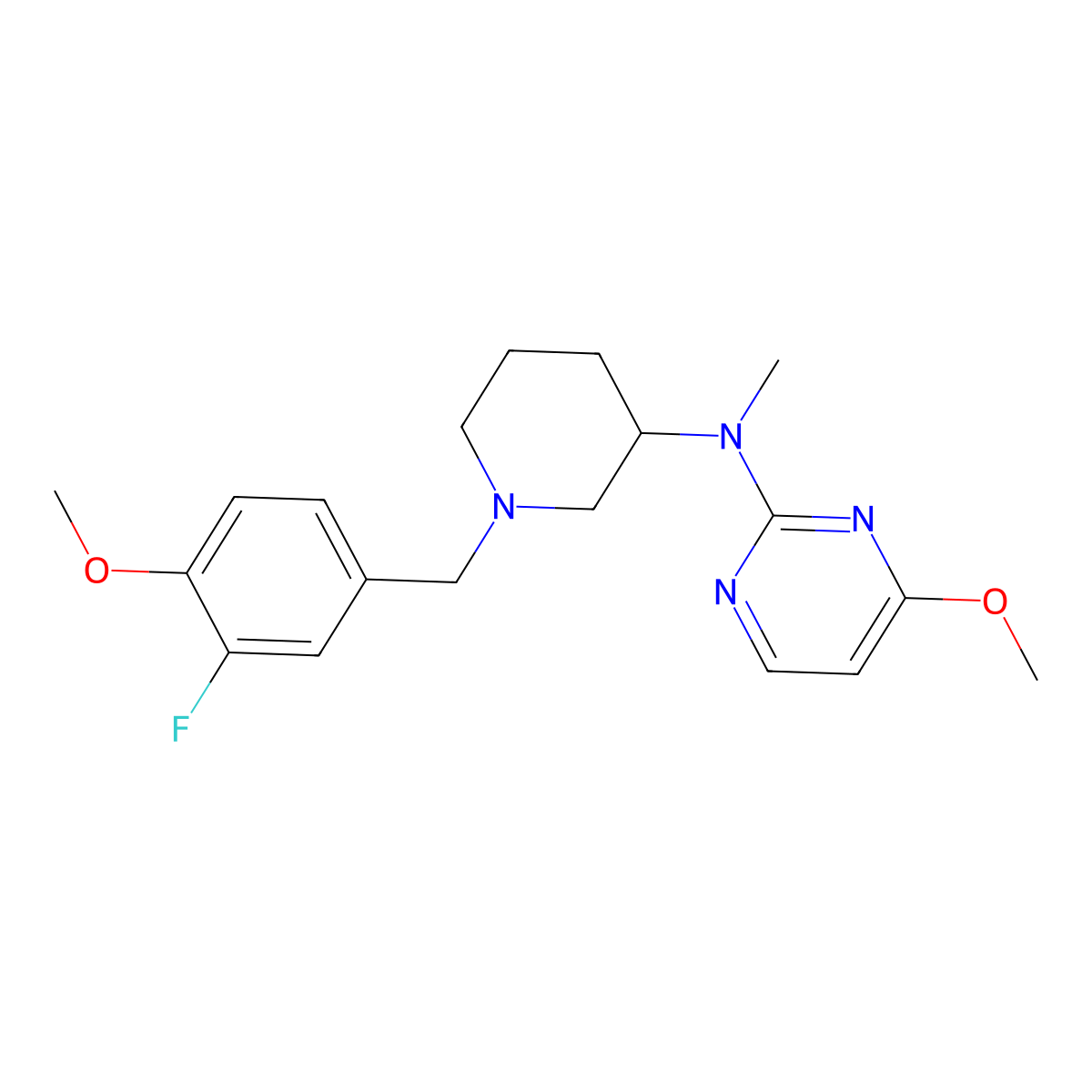 N-{1-[(3-fluoro-4-methoxyphenyl)methyl]piperidin-3-yl}-4-methoxy-N-methylpyrimidin-2-amine molecular structure, CAS 3030767-56-4