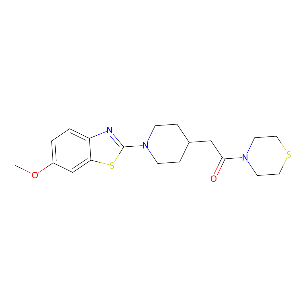 2-[1-(6-Methoxy-1,3-benzothiazol-2-yl)piperidin-4-yl]-1-(thiomorpholin-4-yl)ethan-1-one molecular structure, CAS 3030767-66-6