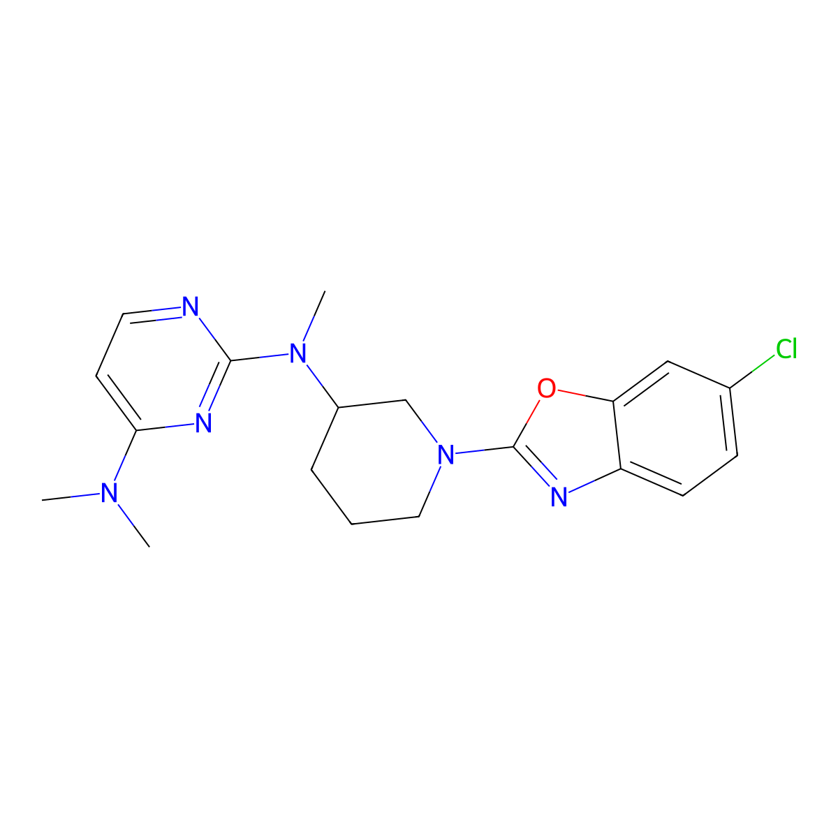 N2-[1-(6-chloro-1,3-benzoxazol-2-yl)piperidin-3-yl]-N2,N4,N4-trimethylpyrimidine-2,4-diamine molecular structure, CAS 3030767-73-5
