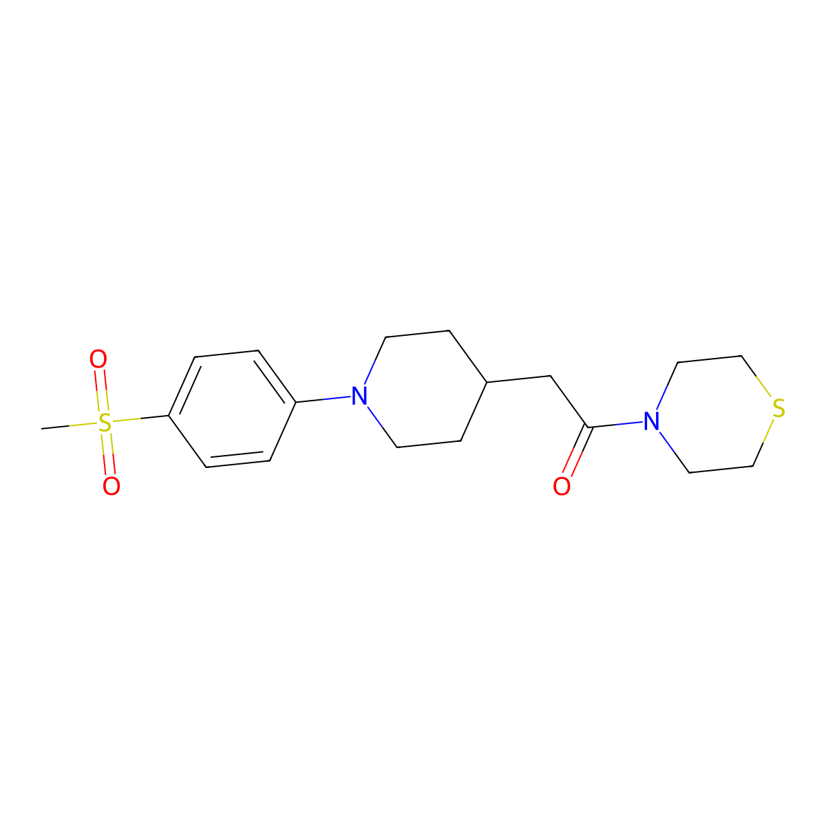 2-[1-(4-Methanesulfonylphenyl)piperidin-4-yl]-1-(thiomorpholin-4-yl)ethan-1-one molecular structure, CAS 3030767-77-9