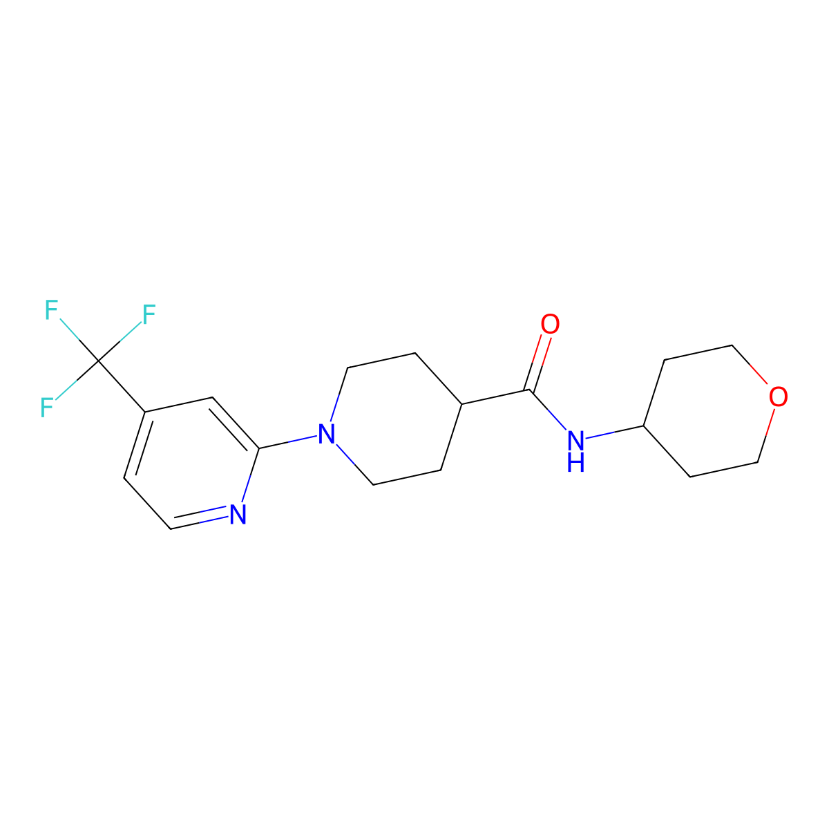 N-(oxan-4-yl)-1-[4-(trifluoromethyl)pyridin-2-yl]piperidine-4-carboxamide molecular structure, CAS 3030767-84-8