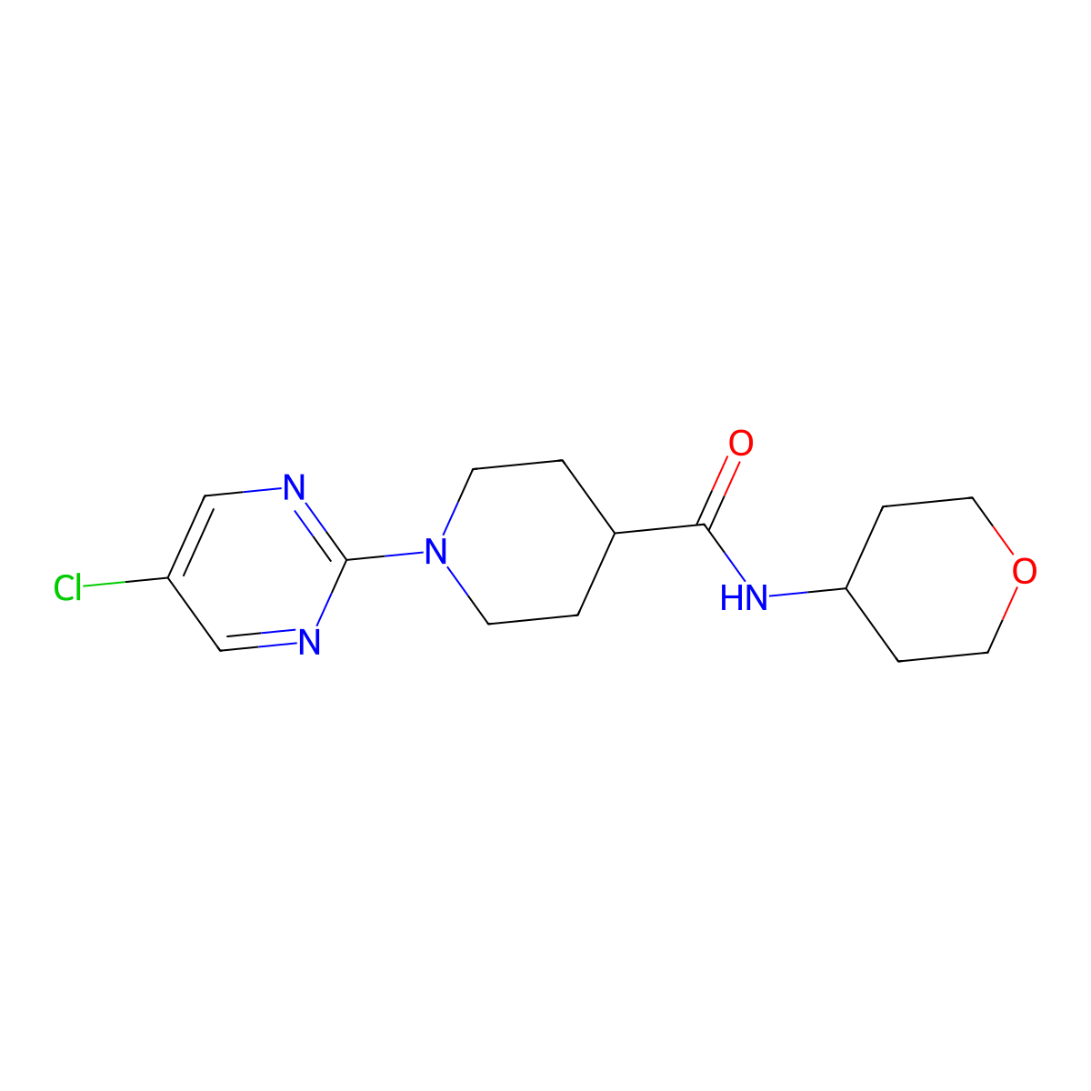 1-(5-chloropyrimidin-2-yl)-N-(oxan-4-yl)piperidine-4-carboxamide molecular structure, CAS 3030767-89-3