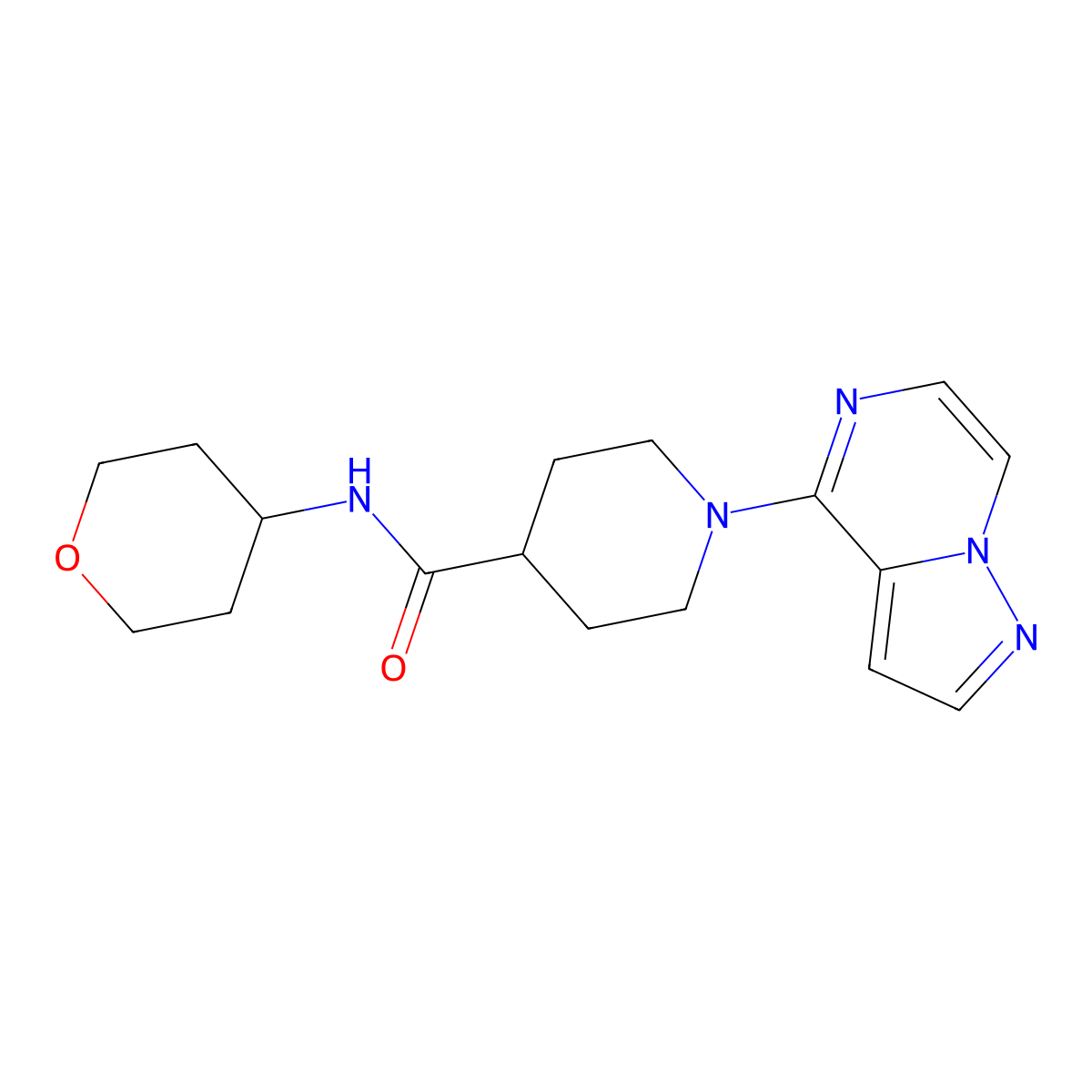 N-(oxan-4-yl)-1-{pyrazolo[1,5-a]pyrazin-4-yl}piperidine-4-carboxamide molecular structure, CAS 3030767-95-1