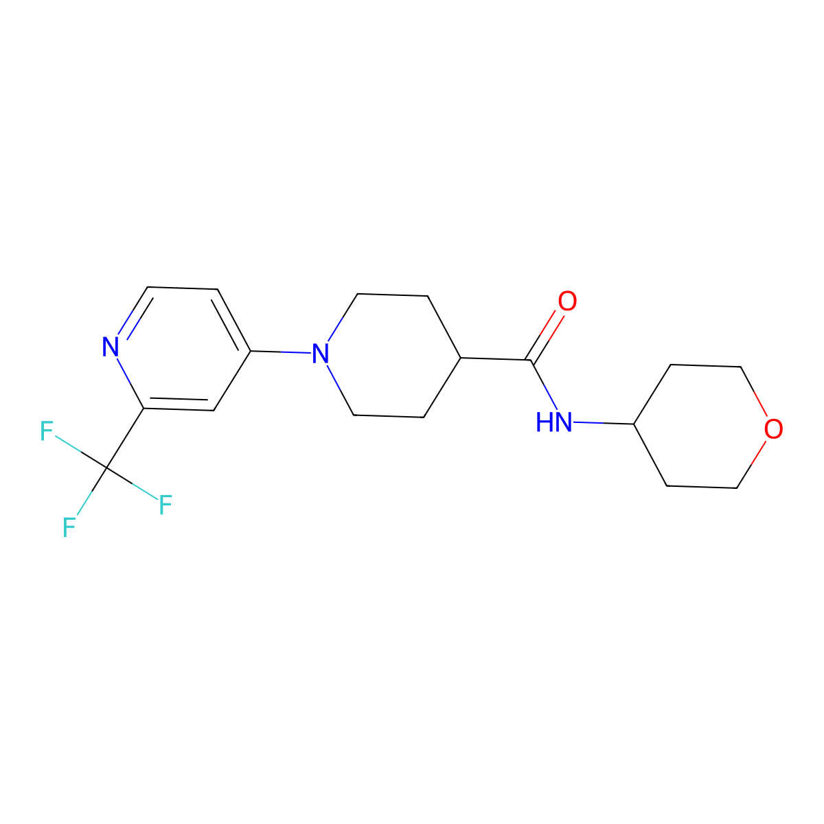 N-(oxan-4-yl)-1-[2-(trifluoromethyl)pyridin-4-yl]piperidine-4-carboxamide molecular structure, CAS 3030768-08-9