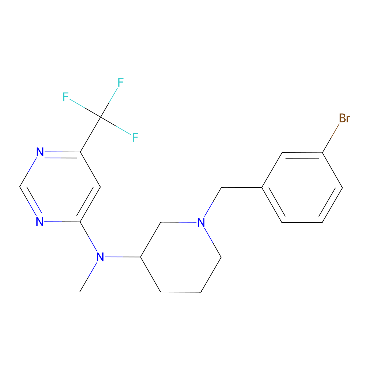 N-[1-[(3-bromophenyl)methyl]piperidin-3-yl]-N-methyl-6-(trifluoromethyl)pyrimidin-4-amine molecular structure, CAS 3030768-17-0