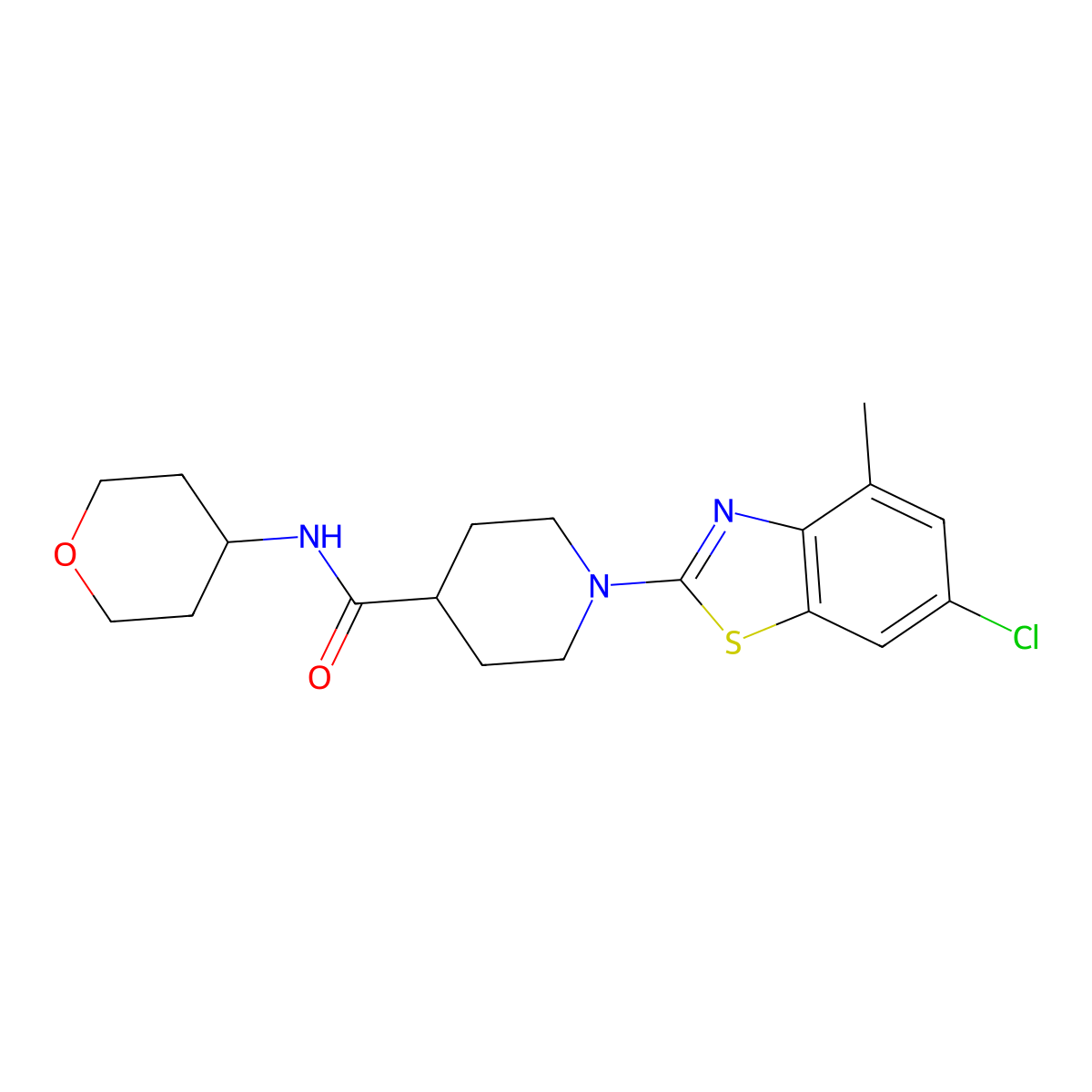 1-(6-chloro-4-methyl-1,3-benzothiazol-2-yl)-N-(oxan-4-yl)piperidine-4-carboxamide molecular structure, CAS 3030768-21-6