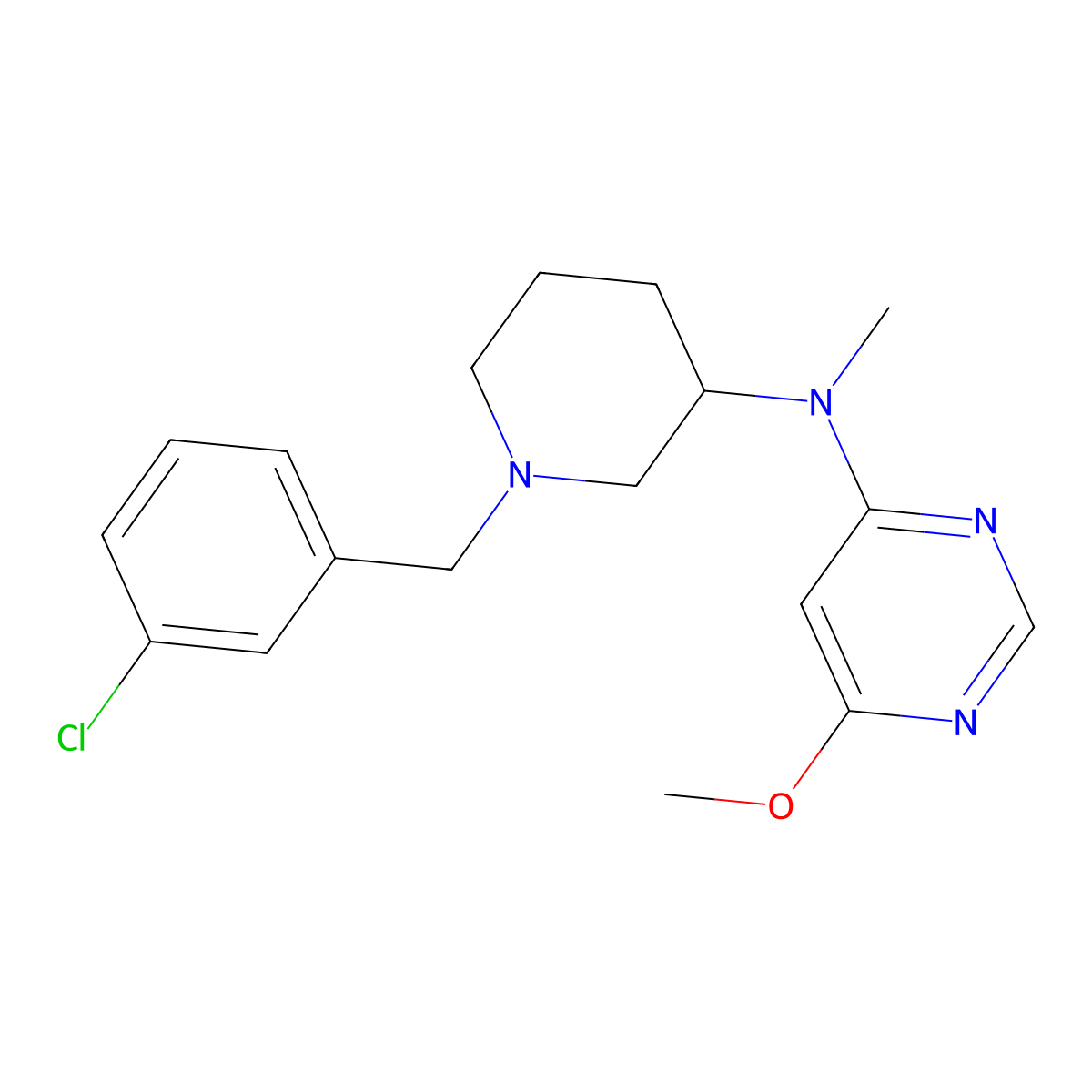 2-Chloro-6-{3-[(6-methoxypyrimidin-4-yl)amino]piperidin-1-yl}benzonitrile molecular structure, CAS 3030768-25-0